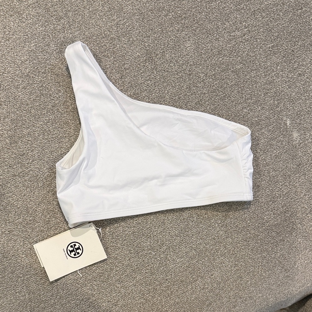 Tory Burch White Sports Bra Bikini Top